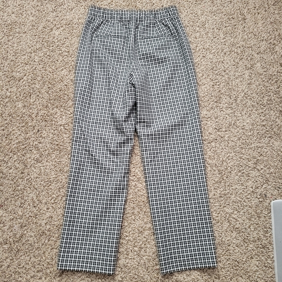 J. Crew Pull On Straight Leg Pants Trousers Check Plaid Black White Size 6 - Picture 5 of 6